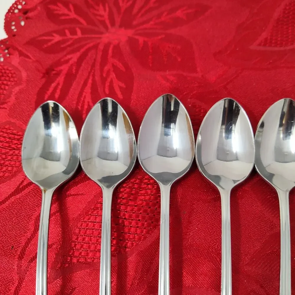 8X LH Tsp Colonial Shell Stainless Long Handled Tea Malt Spoons Korea